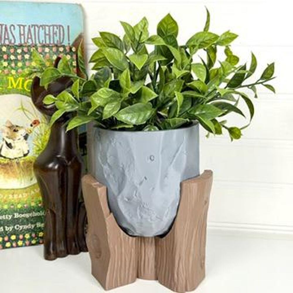 Grotio Cachepot, Indoor Tabletop Planter, Woodland Style Decorative Plant Pot
